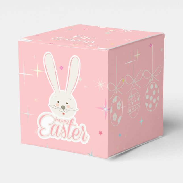 Caja Para Regalos Feliz Fiesta de Primavera de Pascua lindo conejito (Costado Anverso)
