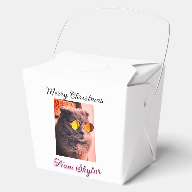 Caja Para Regalos Feliz gato de Navidad perro mascota foto de amor a (Anverso)