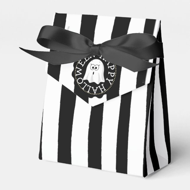 Caja Para Regalos Feliz Halloween Bolsas de Favor de los Blancos y N (Front Side)