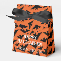 Feliz Halloween murciélagos negros patrón naranja