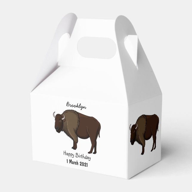 Caja Para Regalos Feliz ilustracion de búfalo de bisonte americano (Front Side)