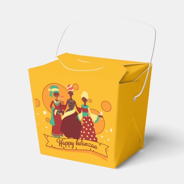 Caja Para Regalos Feliz Kwanzaa 3 Damas de Amarillo (Front Side)