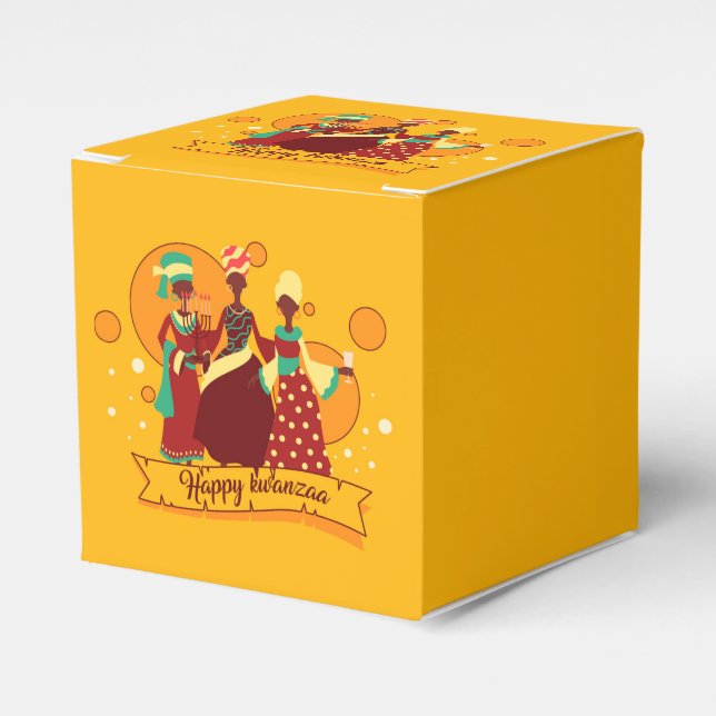 Caja Para Regalos Feliz Kwanzaa 3 Damas de Amarillo (Costado Anverso)