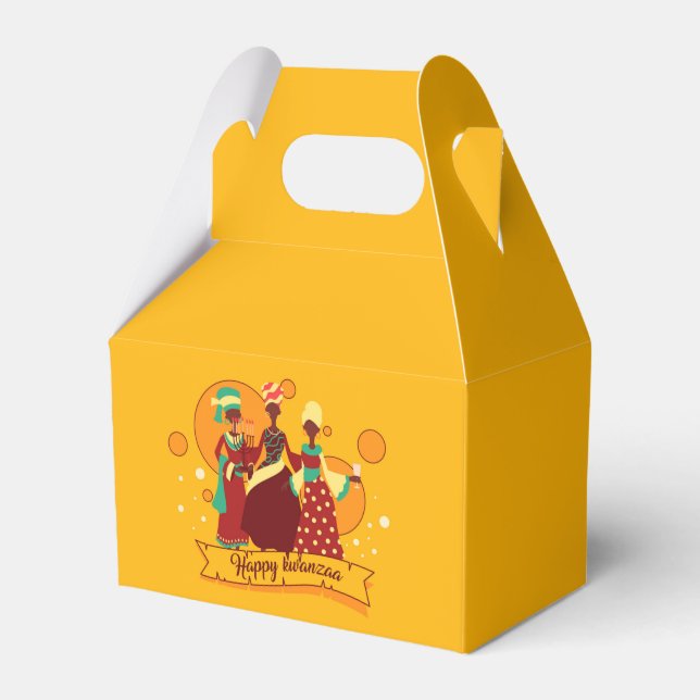 Caja Para Regalos Feliz Kwanzaa 3 Damas de Amarillo (Front Side)