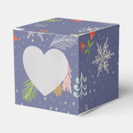 Caja Para Regalos Feliz Navidad Árboles dibujados a mano Flores de n