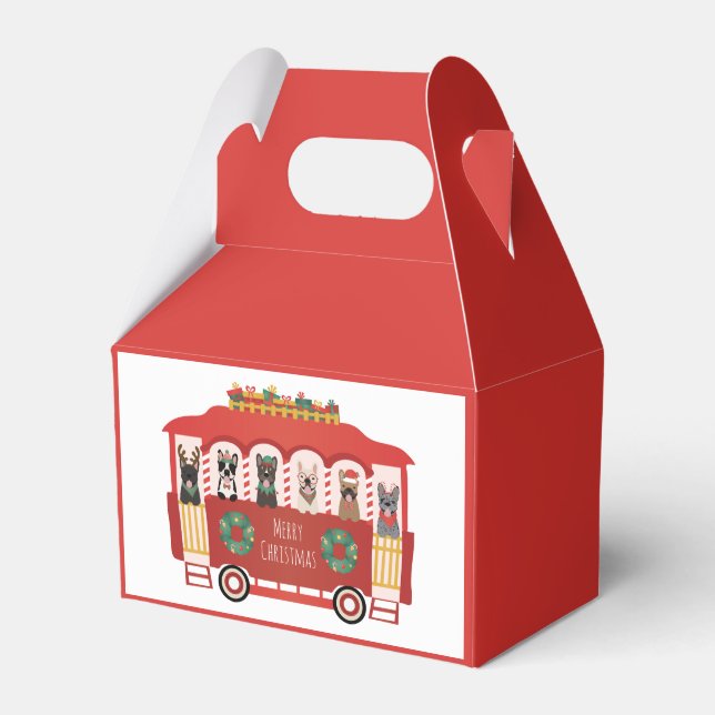 Caja Para Regalos Feliz Navidad Bulldoges franceses Holiday Trolly (Front Side)