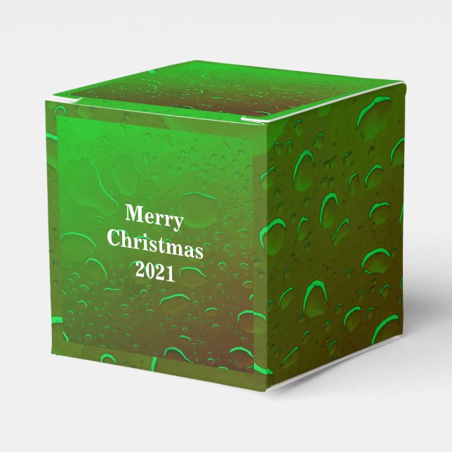 Caja Para Regalos Feliz Navidad Caídas de Agua Neon Green Ombre Blan (Costado Anverso)