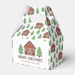 Caja Para Regalos Feliz Navidad Casa de Pan de Jengibre & Árboles de