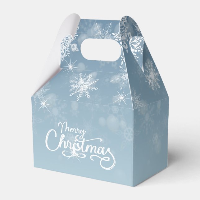 Caja Para Regalos Feliz Navidad Copos de nieve Blue Holiday (Front Side)
