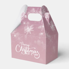 Caja Para Regalos Feliz Navidad Copos de nieve Fiesta rosa