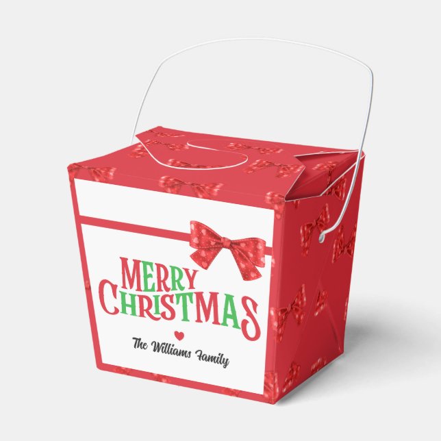 Caja Para Regalos Feliz Navidad Coquette Red Bow (Front Side)