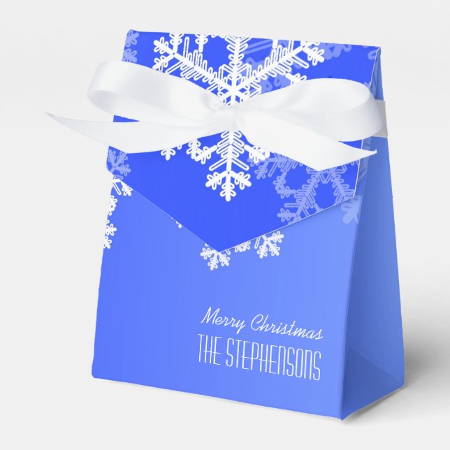 Caja Para Regalos Feliz Navidad Elegante Cobalt Blue Snowflakes (Front Side)