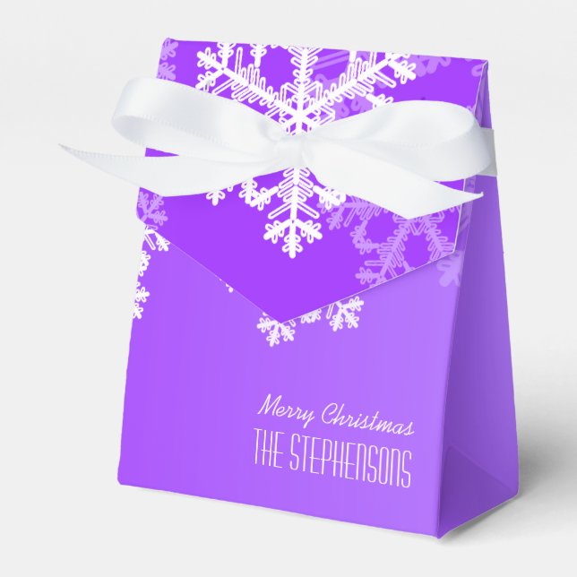 Caja Para Regalos Feliz Navidad Estilo Purple Snowflakes Pattern (Front Side)