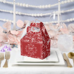 Caja Para Regalos Feliz Navidad Foliage Deco Vintage Rojo<br><div class="desc">Marco De Foliage Festivo "Feliz Navidad", Flores Decorativas, Vintage Clásico Rojo Y Blanco, Elegante Y Clásica Caja De Favor De Fiestas De Art Déco. El fondo base se puede cambiar a cualquier color que desee. Obra de arte diseñada / original por fat*fa*tin. Fácil de personalizar con tu propio mensaje de...</div>