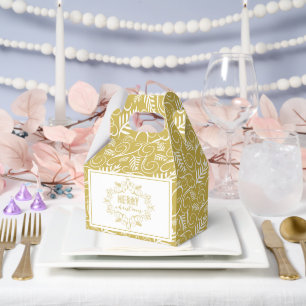 Caja Para Regalos Feliz Navidad Foliage Gold Vintage Deco