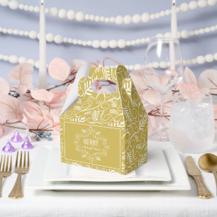 Caja Para Regalos Feliz Navidad Foliage Gold Vintage Deco