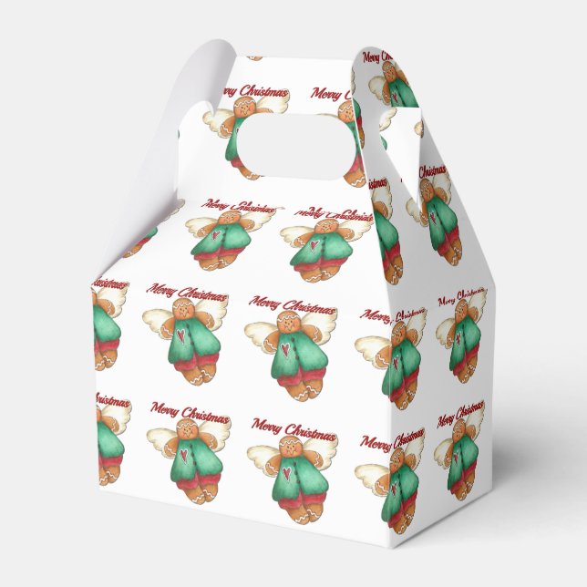 Caja Para Regalos Feliz Navidad Gingerbread Angel FavBox (Front Side)