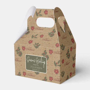 Caja Para Regalos Feliz Navidad Holly Foliage Holiday Kraft