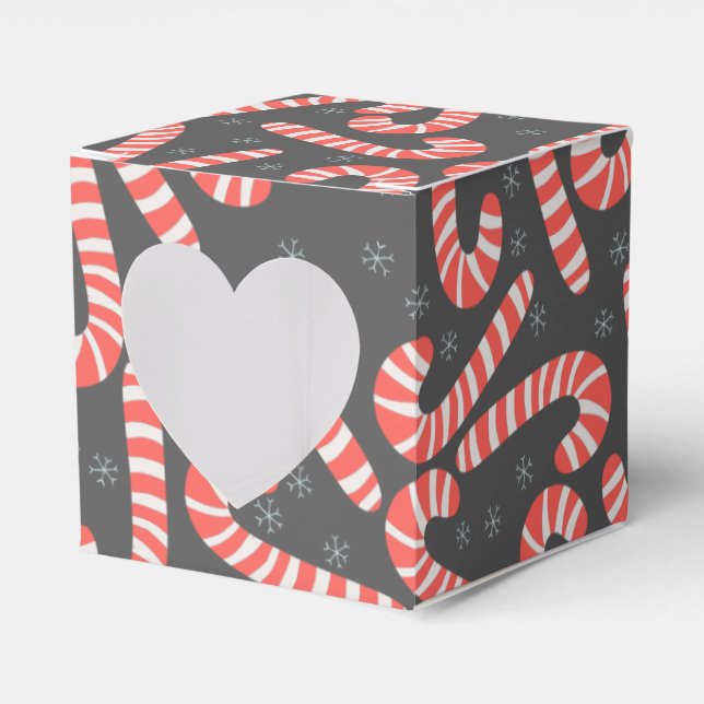 Caja Para Regalos Feliz Navidad Peppermint Candy Canes Snowflakes (Anverso)