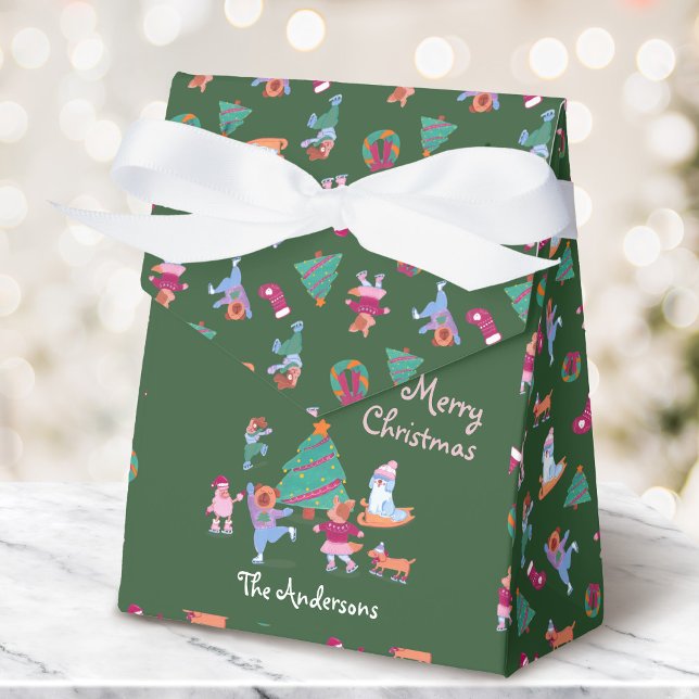 Caja Para Regalos Feliz Navidad Perro Hielo Festividad de Patinaje V (Subido por el creador)