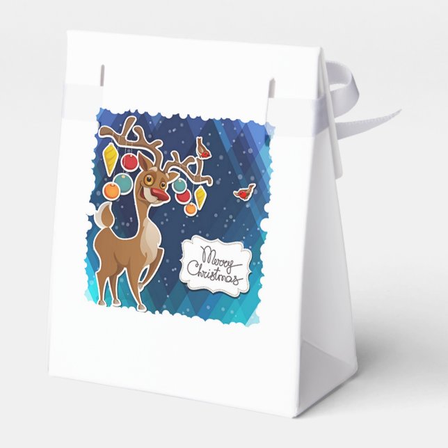 Caja Para Regalos Feliz Navidad Prancing Reindeer (Reverso)