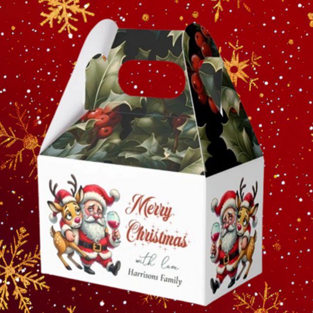 Caja Para Regalos Feliz Navidad Saludos Santa (Spread joy this holiday season with Brett Designs' Merry Christmas Greetings Santa Favor Boxes. )