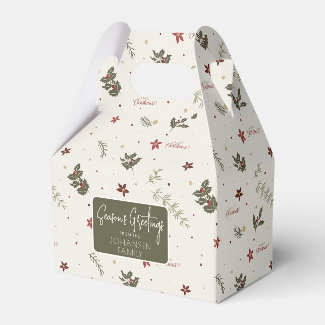Caja Para Regalos Feliz navidad silenciada Holly Foliage (Front Side)