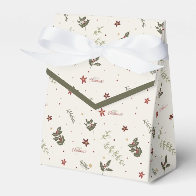 Caja Para Regalos Feliz navidad silenciada Holly Foliage (Front Side)