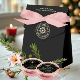 Caja Para Regalos Feliz Navidad Snowflake de nieve en el pasado negr