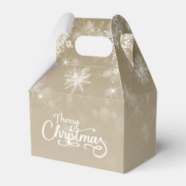 Caja Para Regalos Feliz Navidad Snowflakes Beige Holiday