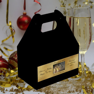 Caja Para Regalos Feliz Nochevieja elegante oro negro moderno