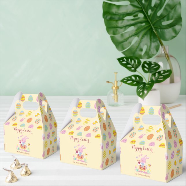Caja Para Regalos Feliz Pascua Pink Bunny Garden Patrón de huevo Ama (Múltiple)