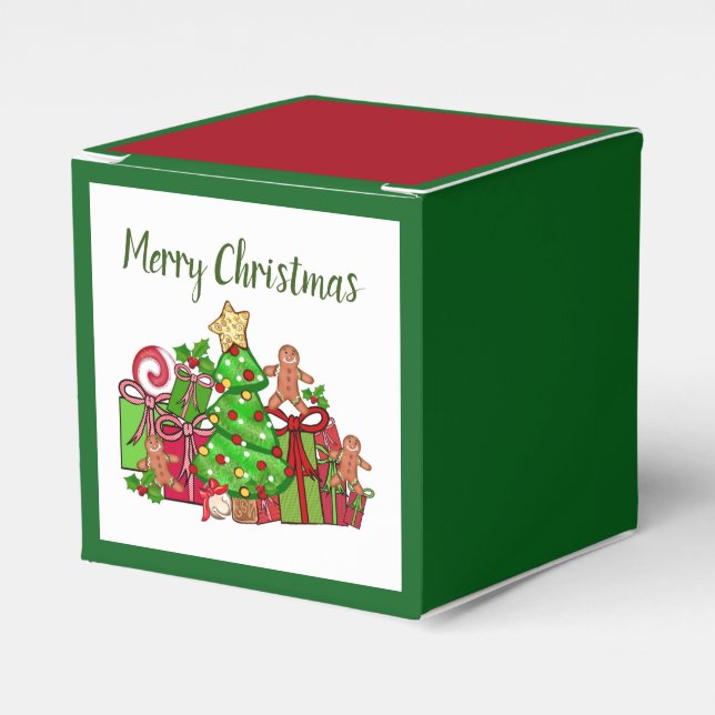 Caja Para Regalos Feliz Regalos de Navidad Alrededor Del Árbol (Costado Anverso)