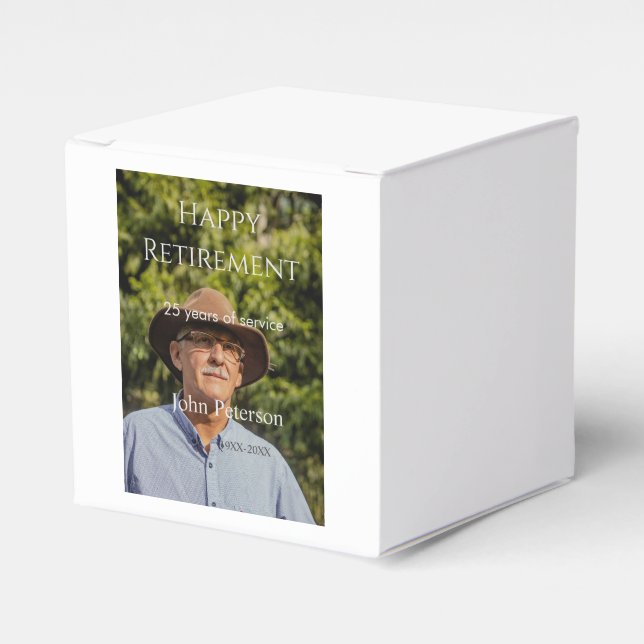 Caja Para Regalos Feliz retiro foto nombre años de servicio (Costado Anverso)