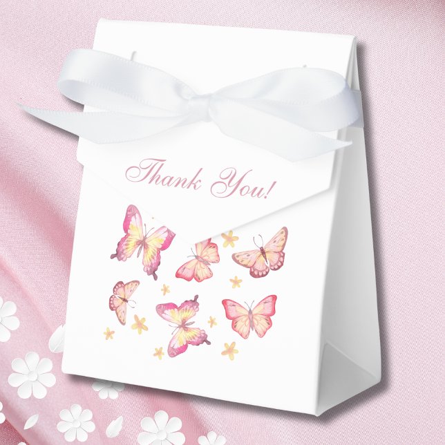 Caja Para Regalos Feminada Rubor Pink Butterfly Baby Shower (Subido por el creador)
