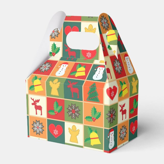 Caja Para Regalos Festive Icons Gable Christmas Favor Box (Front Side)