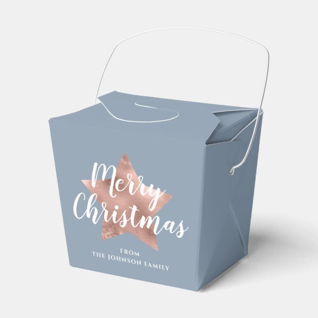 Caja Para Regalos Festividad Dusty Blue Merry Navidad (Front Side)