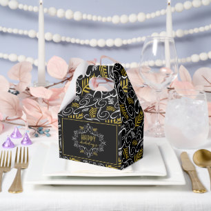 Caja Para Regalos Festividad Foliage Gold Art Deco Moda Vintage