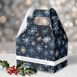 Caja Para Regalos Festividad Rustic Elegant Blue Snowflakes