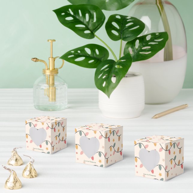 Caja Para Regalos Festividades Retro Holiday Luces Navidades (Múltiple)
