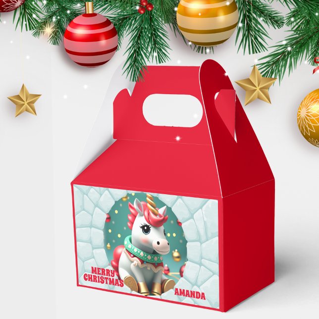 Caja Para Regalos Festividades rojas de unicornio 3D (Subido por el creador)