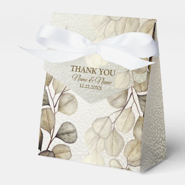 Caja Para Regalos Fiesta acuarela Eucalipto Dorado Foliage Brillante (Front Side)