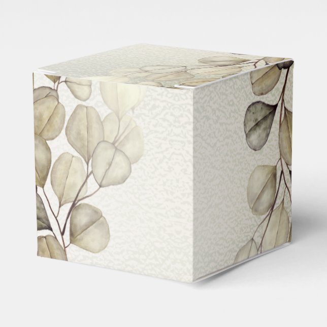 Caja Para Regalos Fiesta acuarela Eucalipto Dorado Foliage Brillante (Costado Anverso)