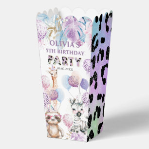 Caja Para Regalos Fiesta Animales Jungle Safari Birthday Popcorn