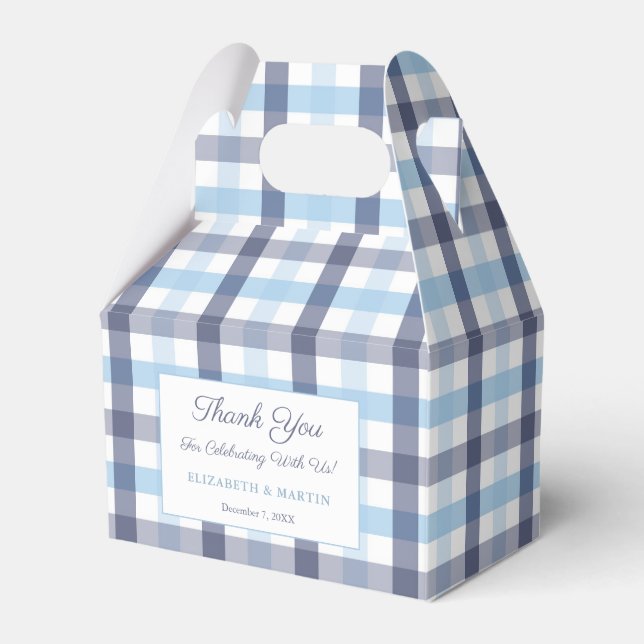 Caja Para Regalos Fiesta Baby Shower Preppy Blue Plaid Boy (Front Side)