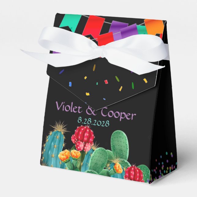Caja Para Regalos Fiesta Boda de Cactus floral mexicano (Front Side)