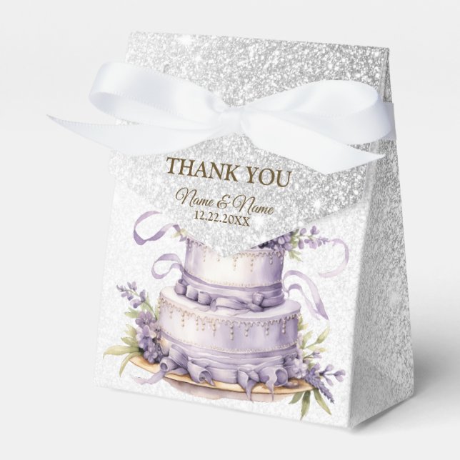 Caja Para Regalos Fiesta Cake Lavender Floral acuarela Elegante (Front Side)