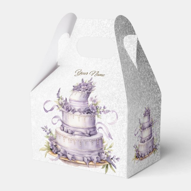 Caja Para Regalos Fiesta Cake Lavender Floral acuarela Elegante (Front Side)