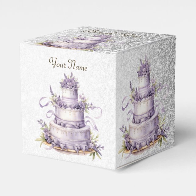 Caja Para Regalos Fiesta Cake Lavender Floral acuarela Elegante (Costado Anverso)