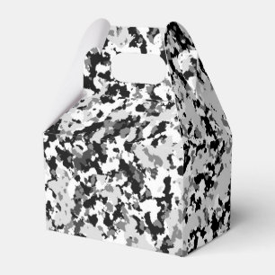 Caja Para Regalos Fiesta Camuflaje Gris Blanco Ártico Negro